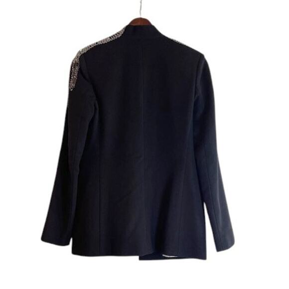 Gryphon New York Collarless Blazer Wool Cashmere Black Sz Small Beaded Detailing - Picture 4 of 10